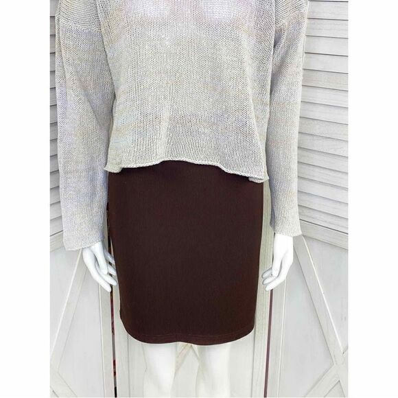 Reflections by Spiegel Vintage Ribbed Pull On Pencil Skirt Brown 4 - Picture 2 of 11